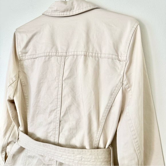 | gap • classic short beige trenchcoat belted jacket • x-small | - Picture 12 of 13
